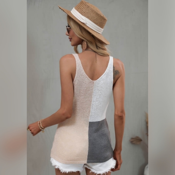 Color Block Crochet Style Tank Top NWOT Size M - Picture 2 of 7